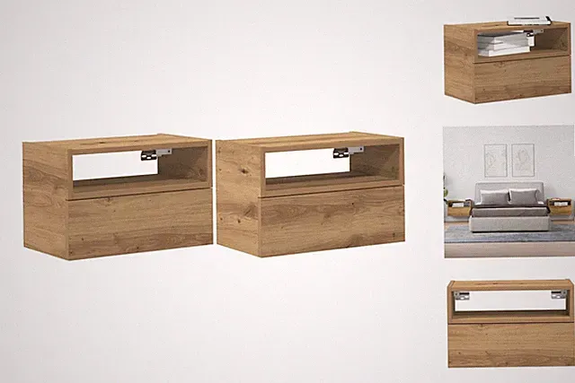 Wand-Nachttische2er Set Artisan-Eiche 45x26x28,5 Cm