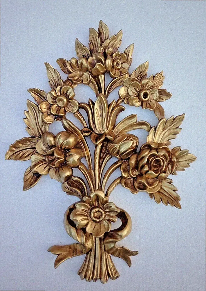 Wanddeko Antik Barock Wandbehang 38x28cm Gold Blumen Wandrelief Tür/Möbel Deko