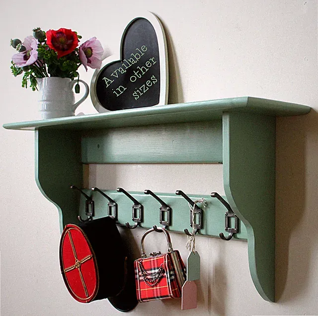 Wandgarderobe Vintage Regal mit Haken Flur extra große Aufbewahrungsschiene