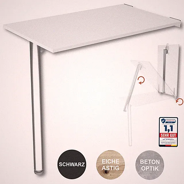 Wandklapptisch 80x50 Esstisch Küchentisch Schreibtisch Klapptisch Tischbein
