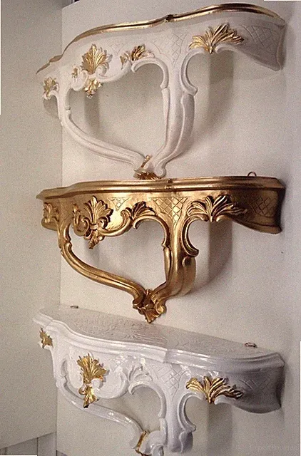 Wandkonsole Antik Konsole Barock 45x21 Spiegelkonsole Wandregal Blumenbank Deko