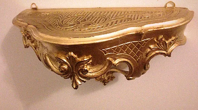 Wandkonsole Antik Wandregal 30X16X12 cm Badregale Barock antik GOLD Wandablage