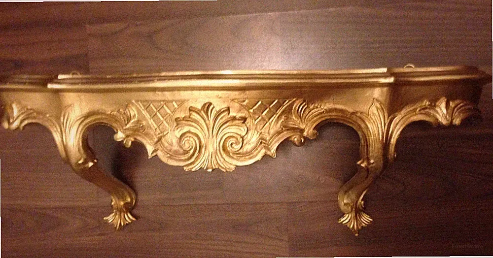 Wandkonsole Antik Wandregal Barock gold B:49xT:13 xH:17cm Spiegelablage Cp51
