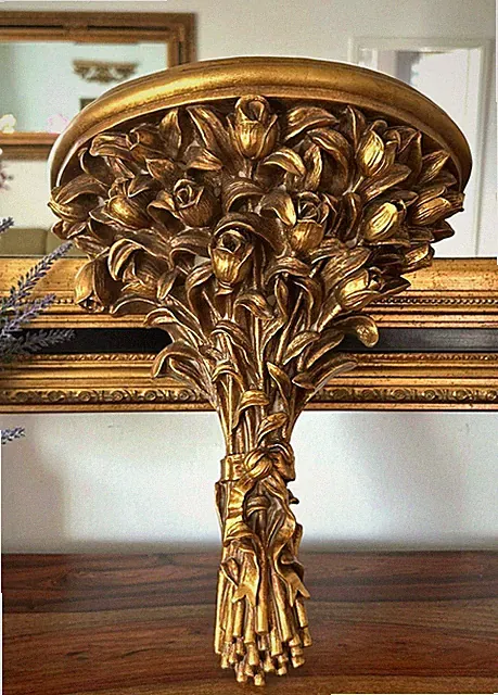Wandkonsole Barock gold Hängekonsole Wandregal Konsole Antik Stil Tulpen Blumen