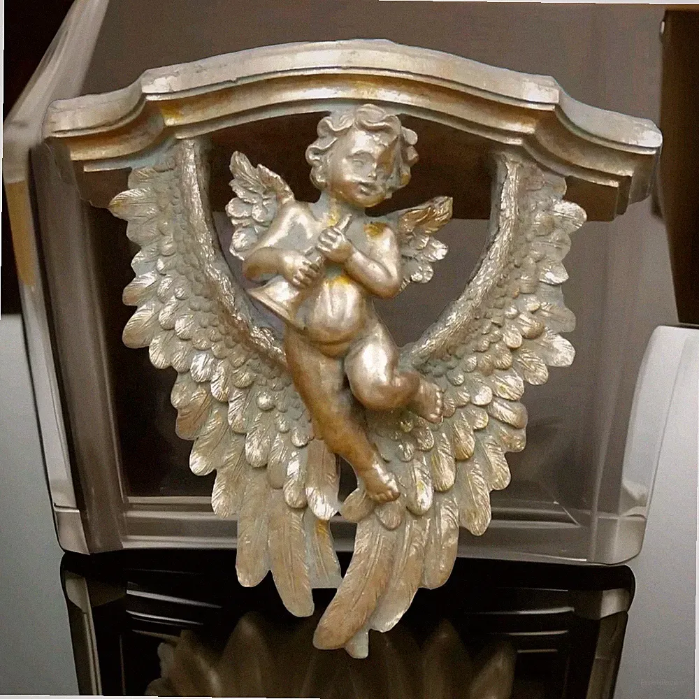 Wandkonsole Barock Putte Hängekonsole Engel Wandregal Konsole Antik gold Deko
