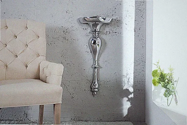 Wandkonsole Wandregal Barock in Silber Aluminium Schweberegal Regal Podest