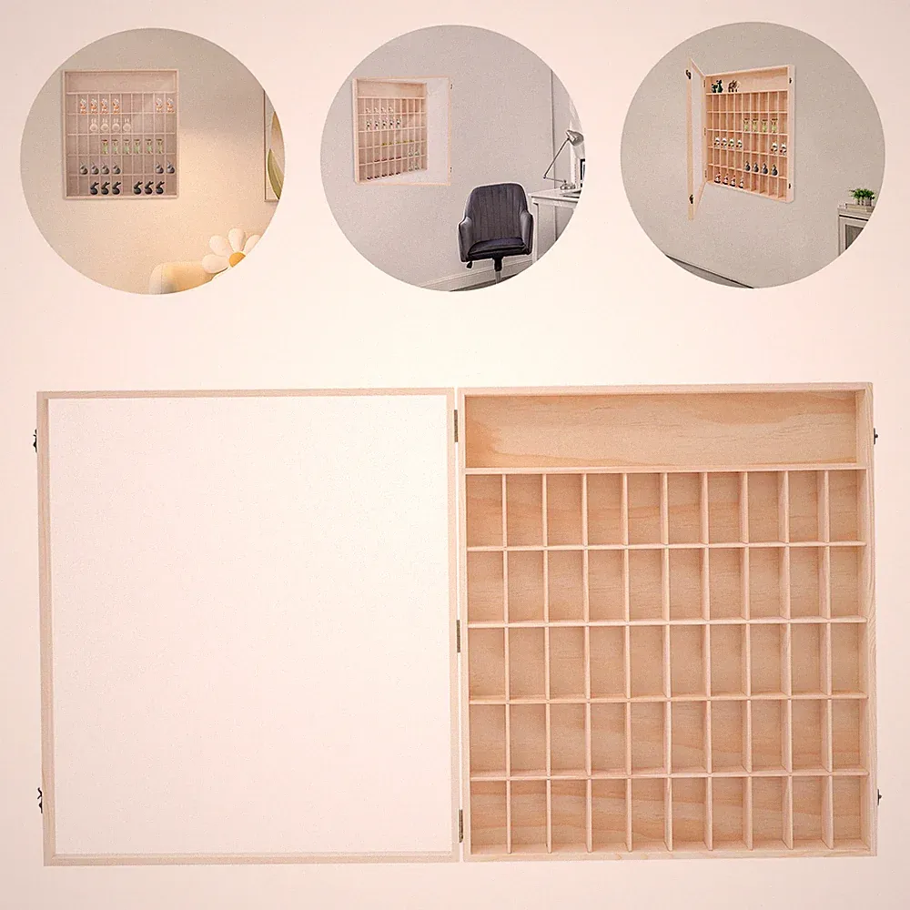 Wandmontage Mit Deckel Holz Vitrine Regal Kiefernholz 50 Fächer 59.6 X 62.6 cm