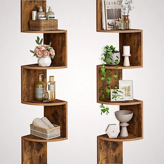 Wandregal 2er Set Landhausstil Zickzack-Design für Wohnzimmer und mehr