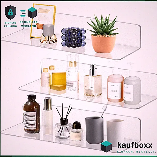 Wandregal 3er Set Schwebend Acryl Transparent 30cm für Badezimmer Wohnzimmer