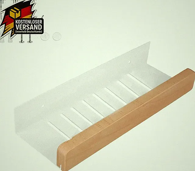 Wandregal Badezimmer mit magnetischen Haken - 30 cm, carbonstahl Buchenholz
