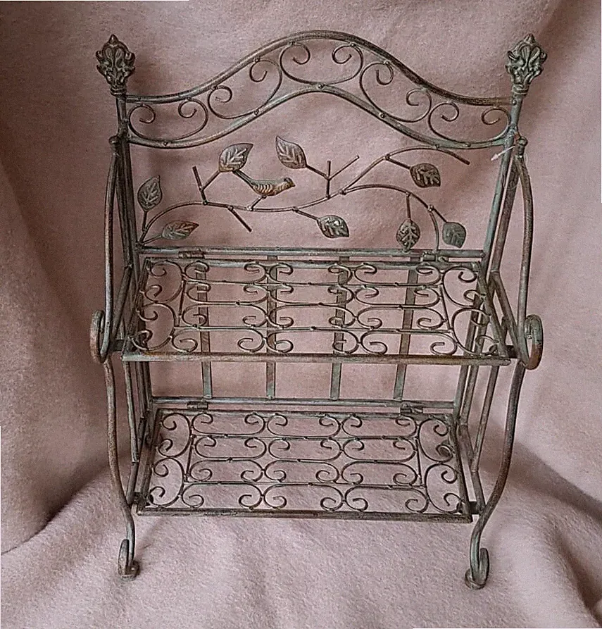 Wandregal Eisen Regal Wandkonsole Blumenregal grün Shabby 50 cm hoch Landhaus