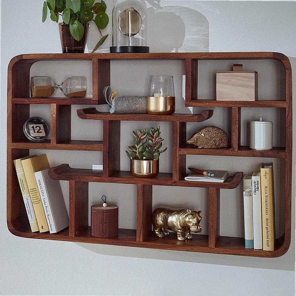 Wandregal Finebuy Hängeregal Holz Massiv 80x55x15 cm Regal Schweberegal Groß