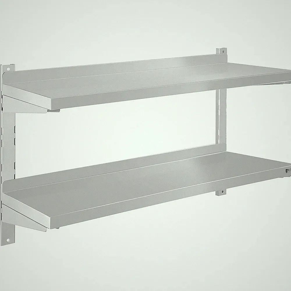 Wandregal Gastro doppeltes Wandbord Konsole Edelstahl Regal Wandbord 80 cm