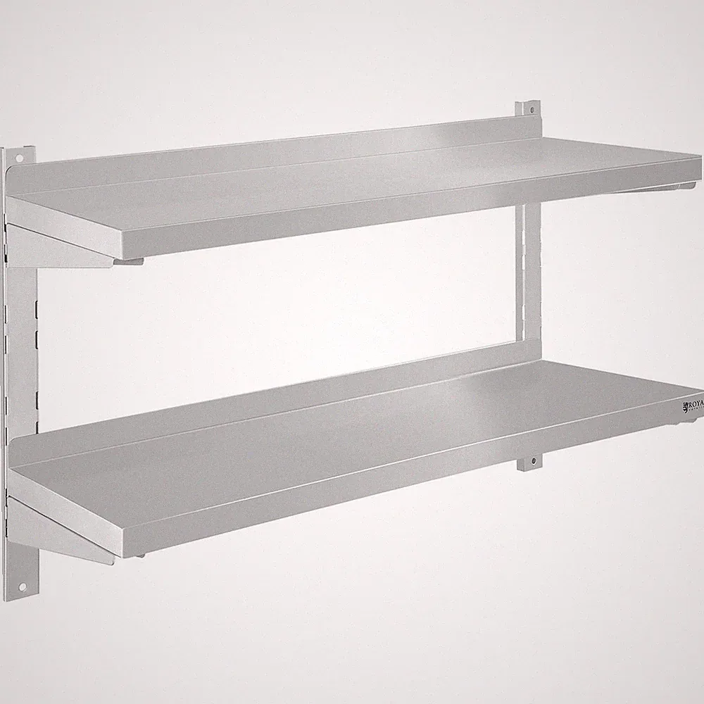 Wandregal Gastro doppeltes Wandbord Konsole Edelstahl Regal Wandbord 80 cm
