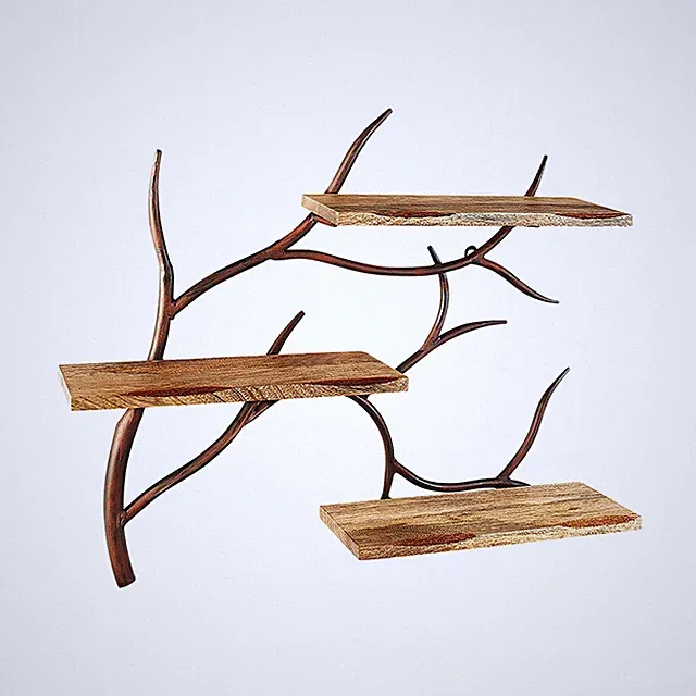 Wandregal Hängeregal Baum-Regal Bücherregal - Ast Zweig - 3 Böden - 71x20x56 cm