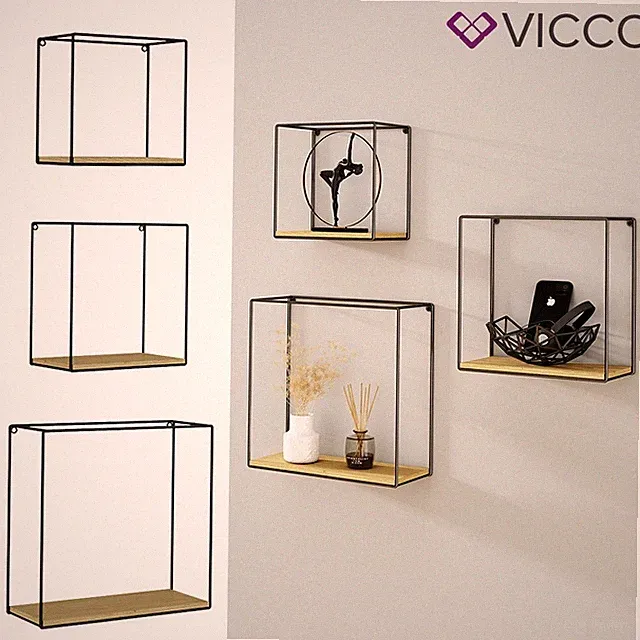 Wandregal Hilde Goldkraft Eiche 3er Set Vicco
