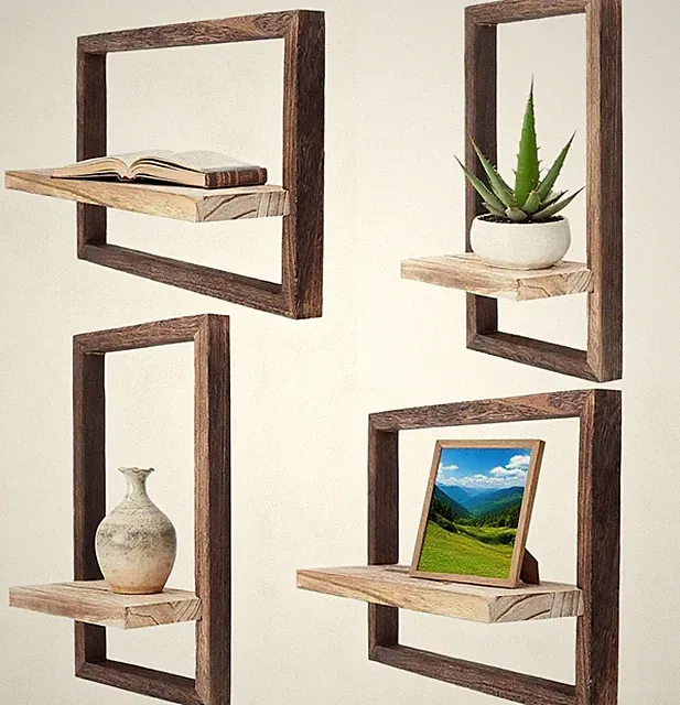 Wandregal Holz 40x25 cm Schwebend Dekoration Wohnzimmer Platzsparend