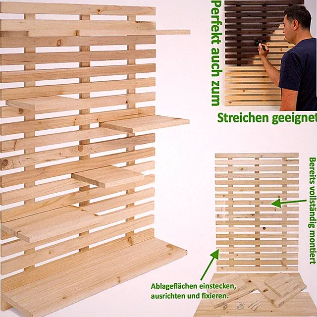 Wandregal Holz 60 x 80 cm mit 6 Etagen variabel Hängeregal variable Regalböden