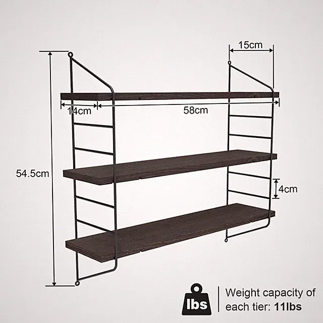 Wandregal Holz Metall Hängeregal Verstellbar Wandboard Bücherregal Natur / Braun