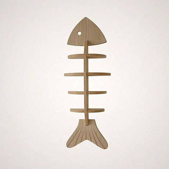 Wandregal in Fischform Küstenstil Fischregal aus Holz Platzsparend für Flur