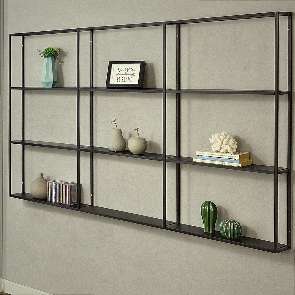 Wandregal Jelsa 160x18x110cm Schwarz [en.casa]