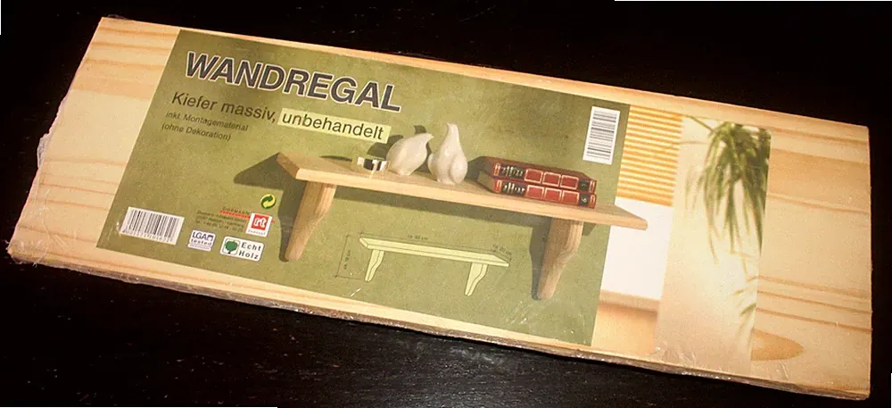 Wandregal Kiefer Massiv Holz Unbehandelt /Maße: Ca. 60 x 20 x 18 Cm Holzregal
