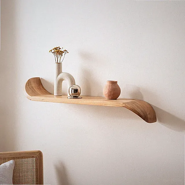 Wandregal Mango Massivholz modern Hängeregal Holz Handgefertigt geschwungen