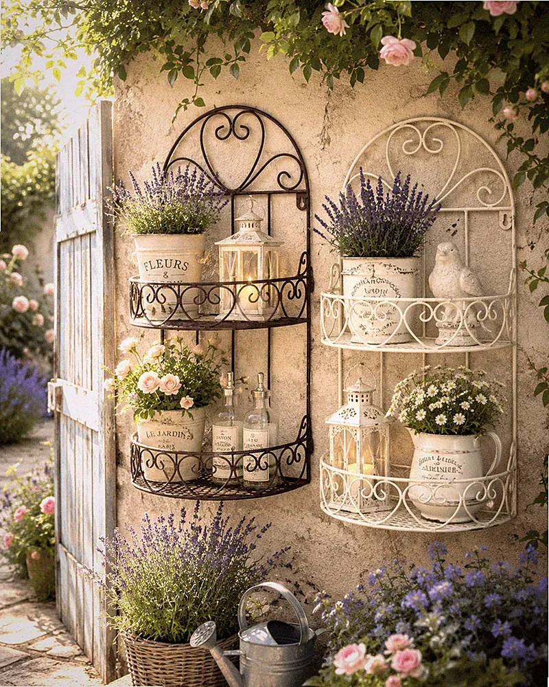 Wandregal Metall antikfarbe Vintage Landhausstil Shabby Chic NEU Regal Küche Bad
