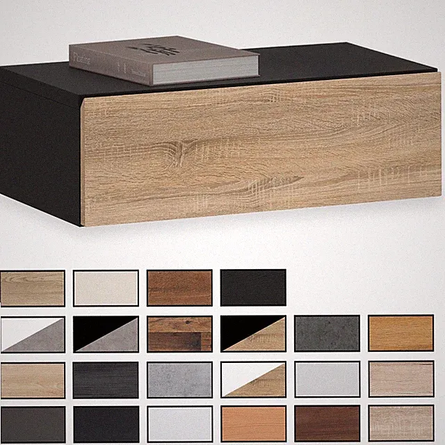 Wandregal mit Schublade Nachtkommode Nachtschrank hängend schwebend Wandboard