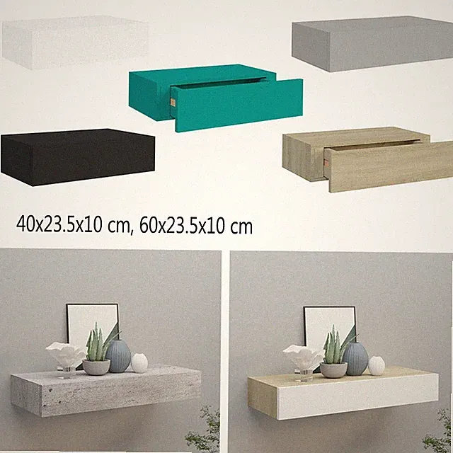 Wandregal mit Schubladen Schubladenregal Hängeschrank Wandschrank Bücherregal