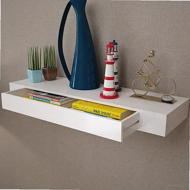 Wandregal Schublade Wandboard Bücher Wandschrank DVD CD Hängeregal MDF 48/80cm