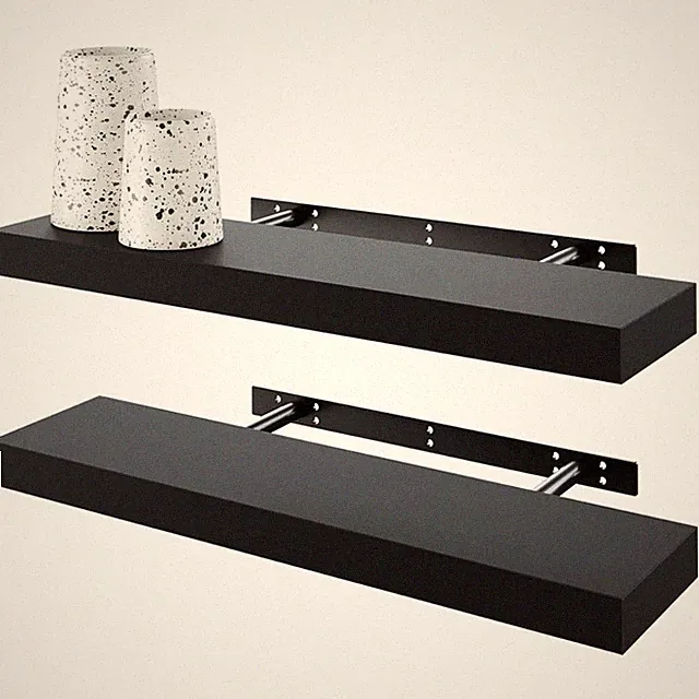 Wandregal Set 2 Schwarz Dekorativ Regalregal Bad Küche Wohnzimmer minimalistisch