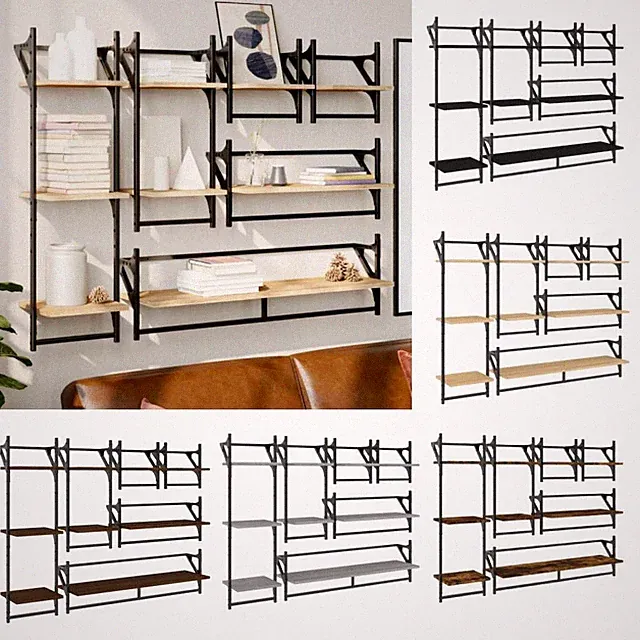 Wandregal Set Stangen Hängeregal Schweberegal Regal 6-tlg. Holzwerkstoff vidaXL