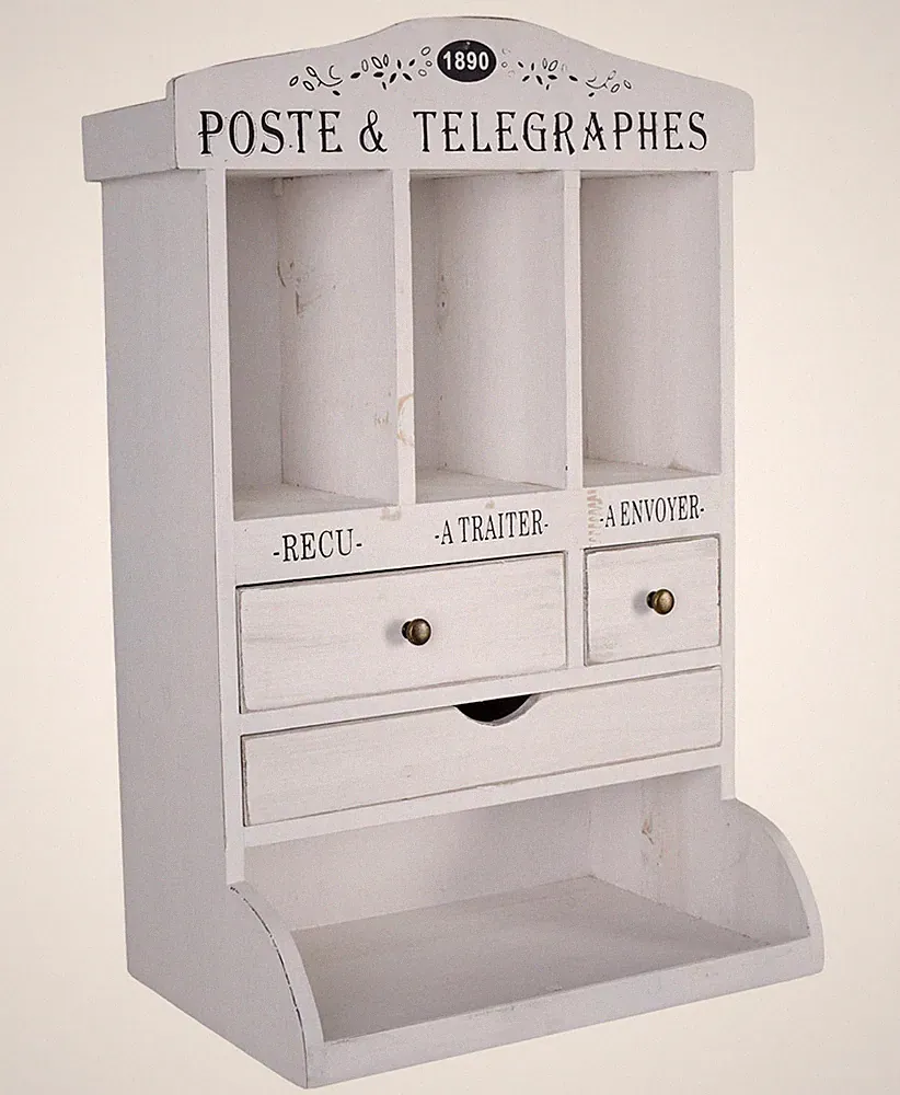 Wandregal Shabby Chic Holz – Landhaus Regal mit Schubladen