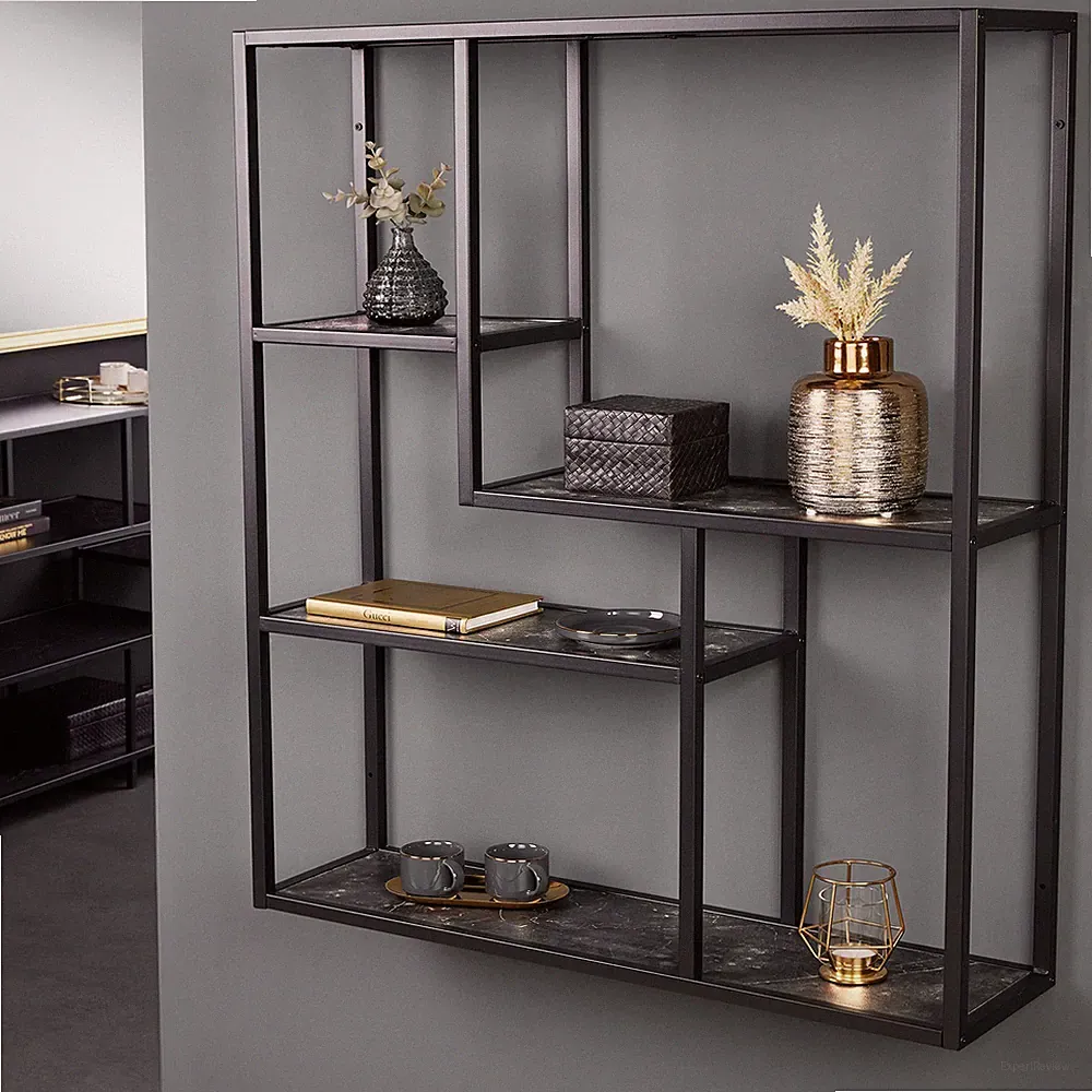 Wandregal SLIM LINE - 95cm - anthrazit schwarz - Metall hängend Regal Dekoregal