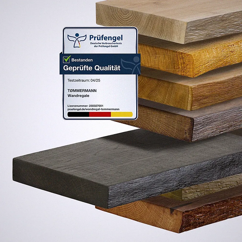 Wandregale 120 cm Holzregal mit Baumkante Schweberegal Regal massiv Eiche Shelf
