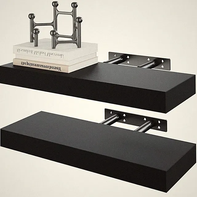 Wandregale Schwarzes Holz 2er Set Hängende Regale Dekoration Schlafzimmer