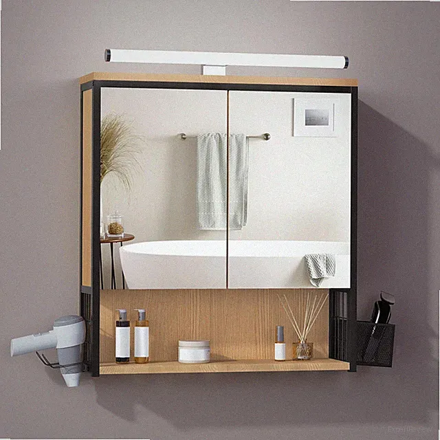 Wandschrank Badezimmer mit Spiegel und LED, Badschrank, Schrank