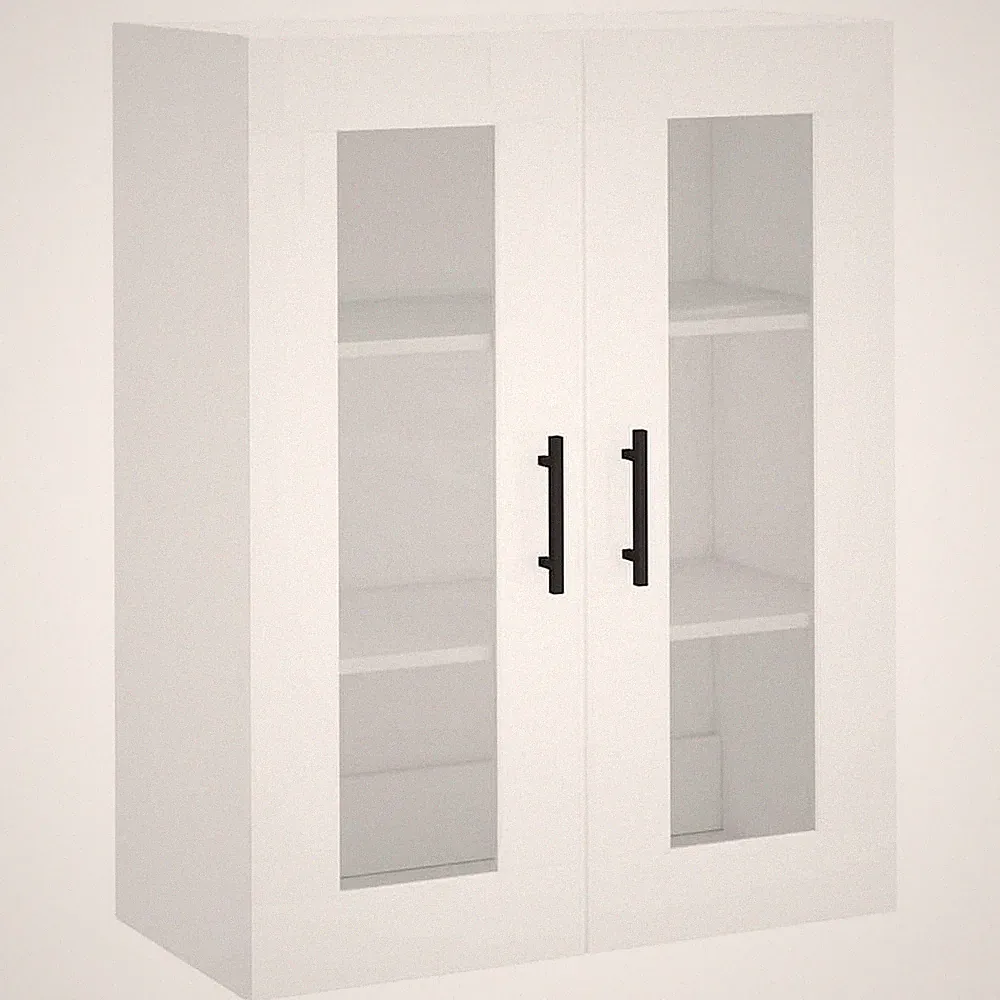 Wandschrank Hängeschrank Glas Vitrine Weiß 69,5x34x90 cm