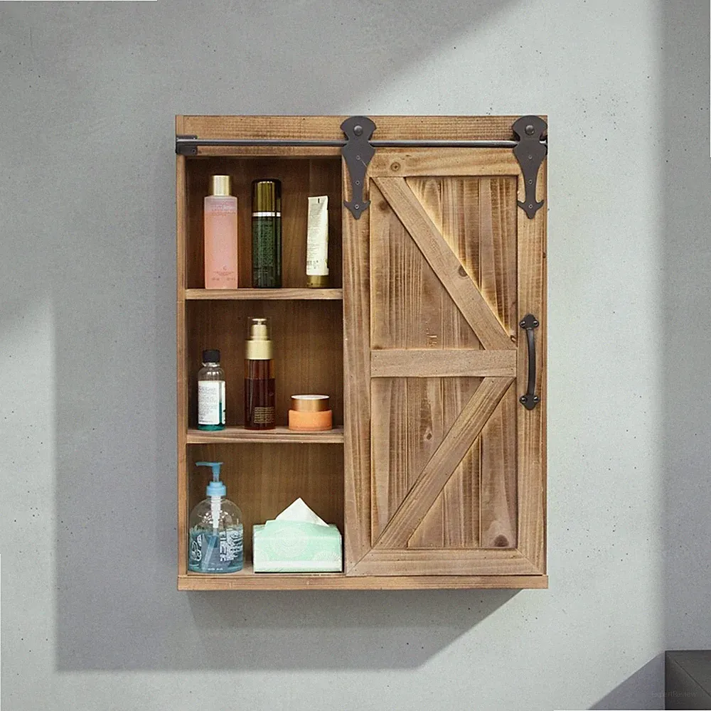 Wandschrank Schiebetür Wandregal Spiegel Braun Hängeschrank Wandboard Hängend