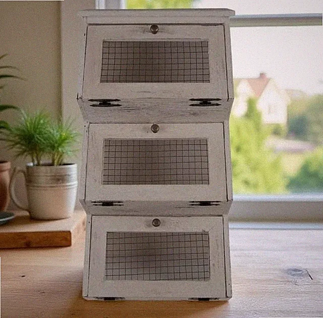 Wandschrank3 Fächer Landhausstil Vintage 33x25x61cm Weiß Clayre & Eef