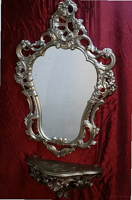 Wandspiegel Antik Silber mit Wandablage Barock 50X76 Kommode Repro Wandkonsole