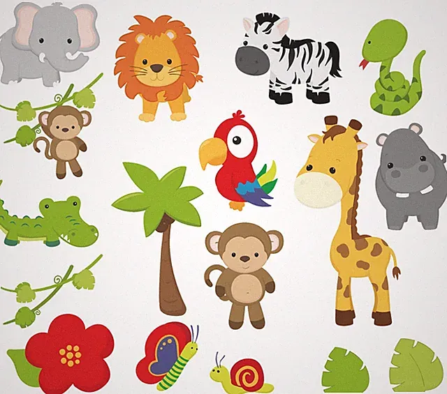 Wandsticker Afrika Tiere Wandtattoo Kinderzimmer Baby Sticker Aufkleber Zoo Deko
