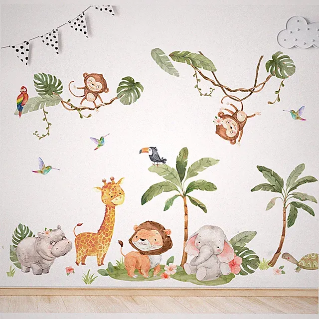 Wandsticker Set Safari Wandtattoo Tiere Kinderzimmer Babyzimmer Wanddeko DL864