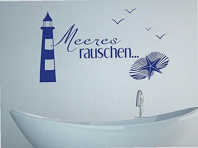 Wandtattoo Bad Meeres Rauschen Fliesentattoo maritime Deko Leuchtturm Aufkleber
