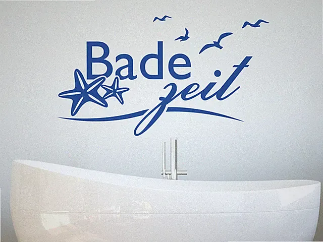 Wandtattoo Bade Zeit maritim Badezimmer Duschbereich Muscheln Meer Wandaufkleber
