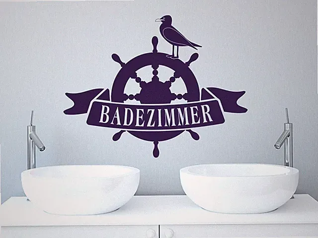 Wandtattoo Badezimmer Schriftzug Badezimmer Möwe maritim Türaufkleber