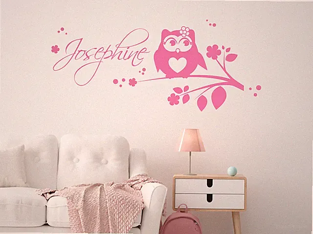 Wandtattoo Eule Name Aufkleber Kinderzimmer Mädchen Wunschname Geschenk Deko