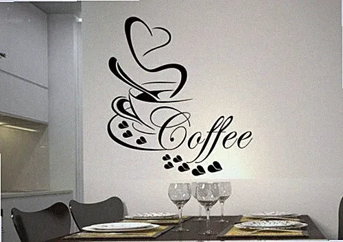 Wandtattoo Kaffee Herz Küche cafe Coffee Kaffeebohnen Wandaufkleber Deko wkf12
