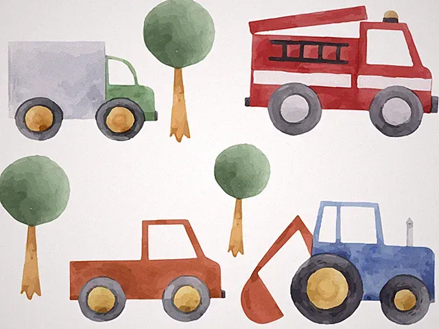 Wandtattoo Kinderzimmer Autos, Wandaufkleber Bäume Wandsticker Set Jungen Deko
